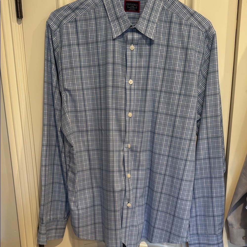 UNTUCKit Men's Blue Plaid Button Down Shirt